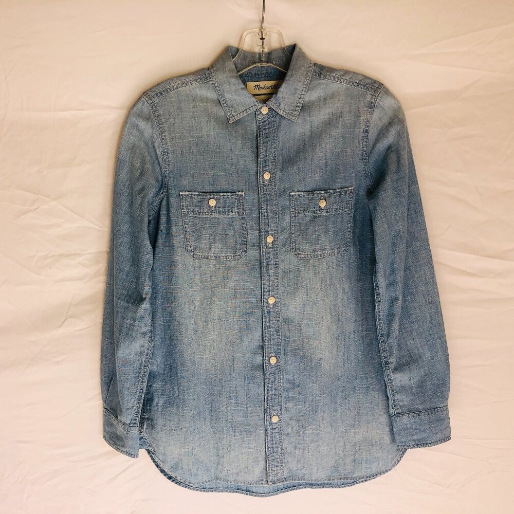 Madewell Women's Size XXS Blue Chambray Button Front Shirt Top